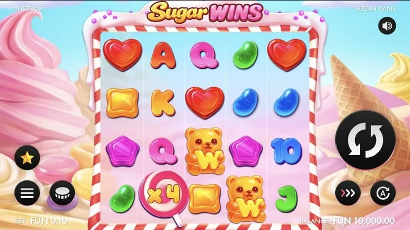 Sugar Wins – spillskjerm med 5x4 hjul